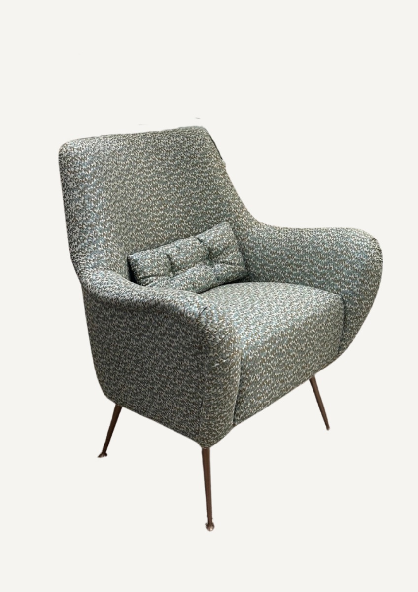 Pair Of Small Armchairs, Fully Restored With Maison Rubelli Fabric And High-end Finishes-photo-2