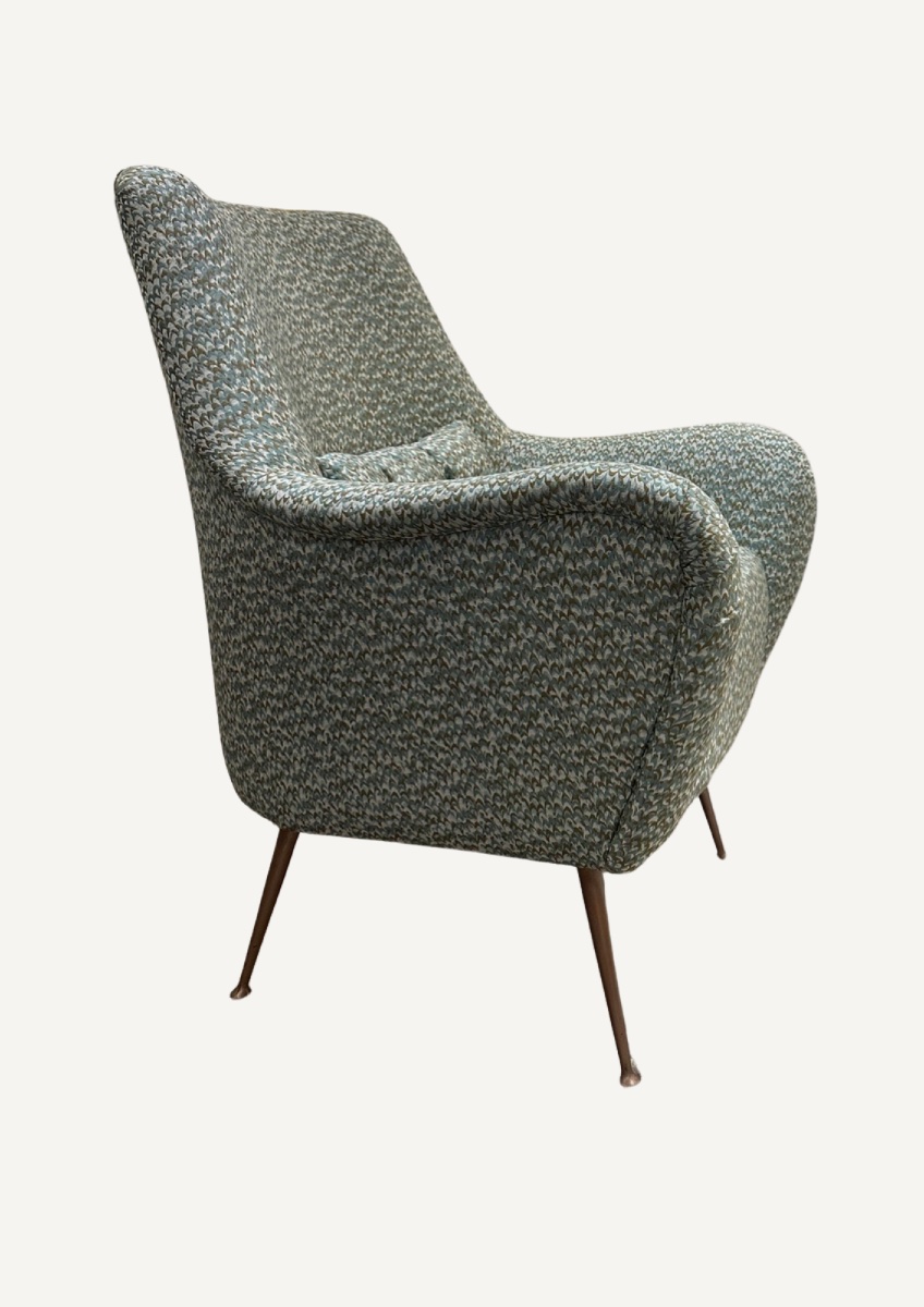 Pair Of Small Armchairs, Fully Restored With Maison Rubelli Fabric And High-end Finishes-photo-3