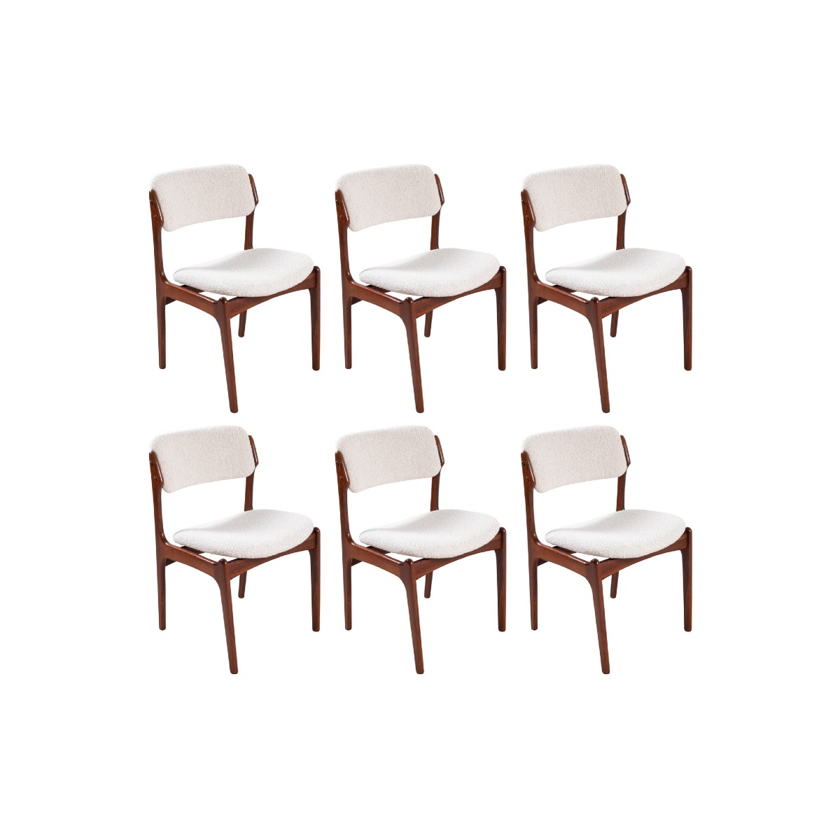 6 Chaises scandinaves en palissandre entièrement restaurées 1960