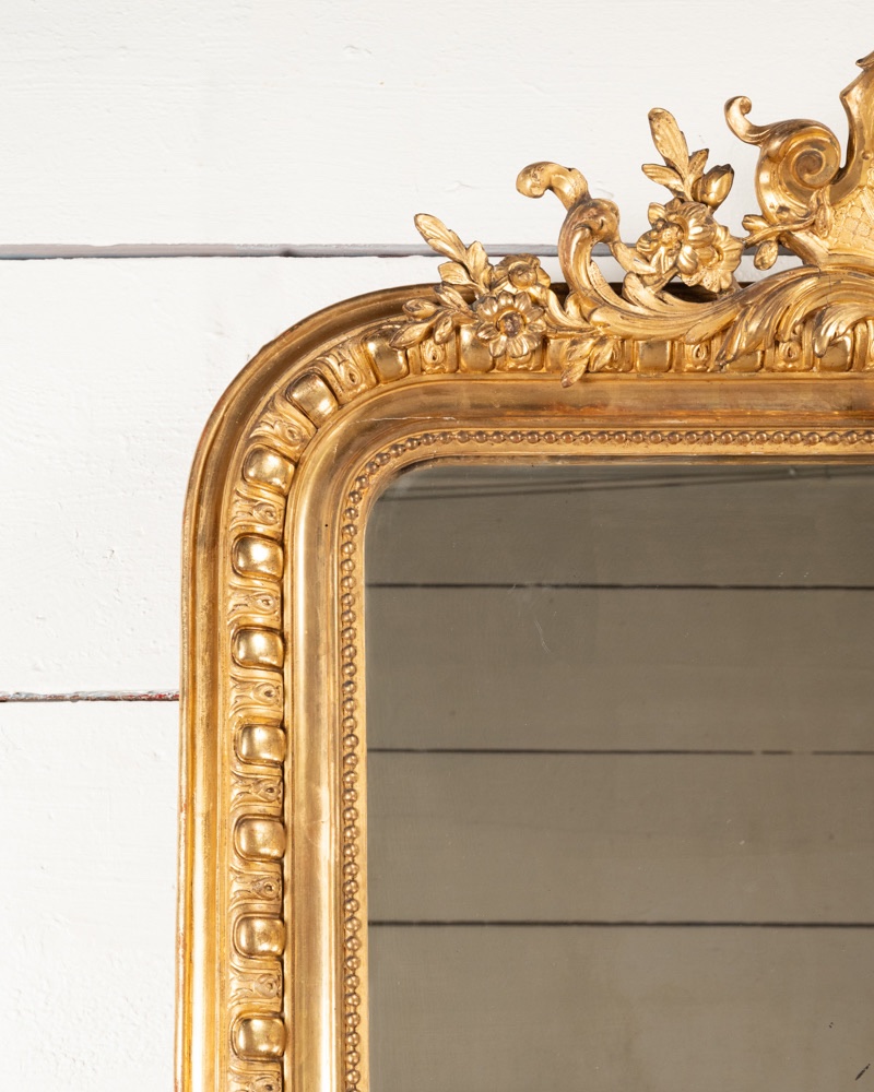 Miroir Louis Philippe sculpté à godrons, glace argentée XIXe-photo-6