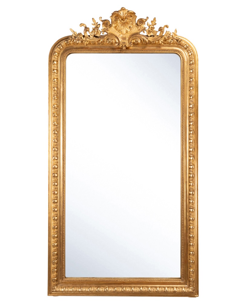 Miroir Louis Philippe sculpté à godrons, glace argentée XIXe