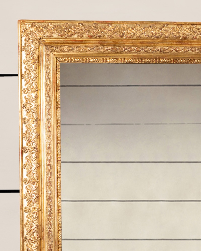 Très large miroir de cheminée en bois doré -photo-3