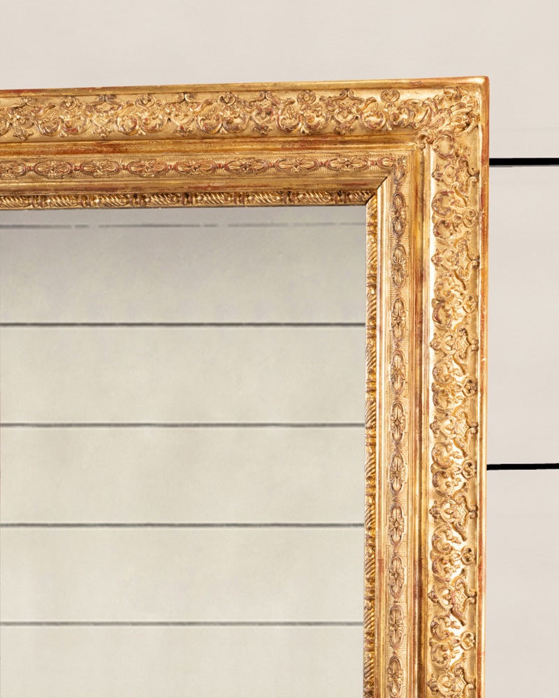 Très large miroir de cheminée en bois doré -photo-1
