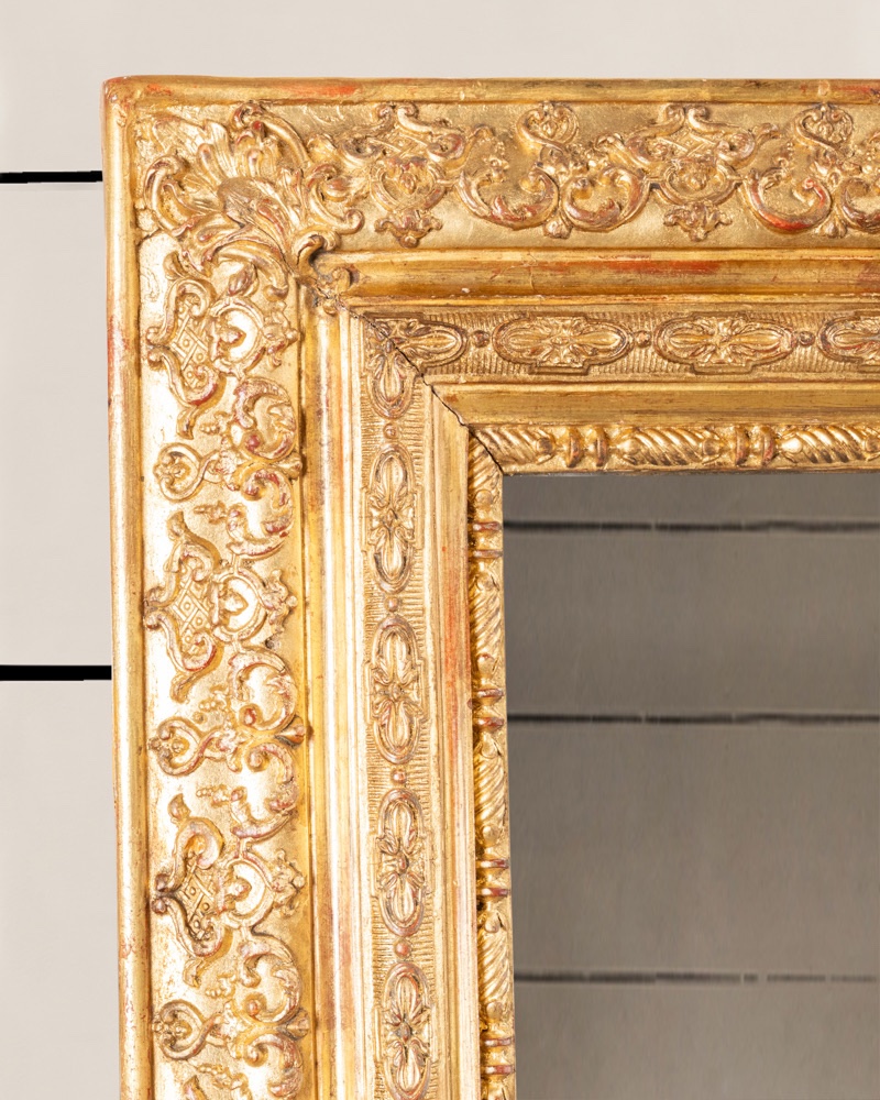 Très large miroir de cheminée en bois doré -photo-2