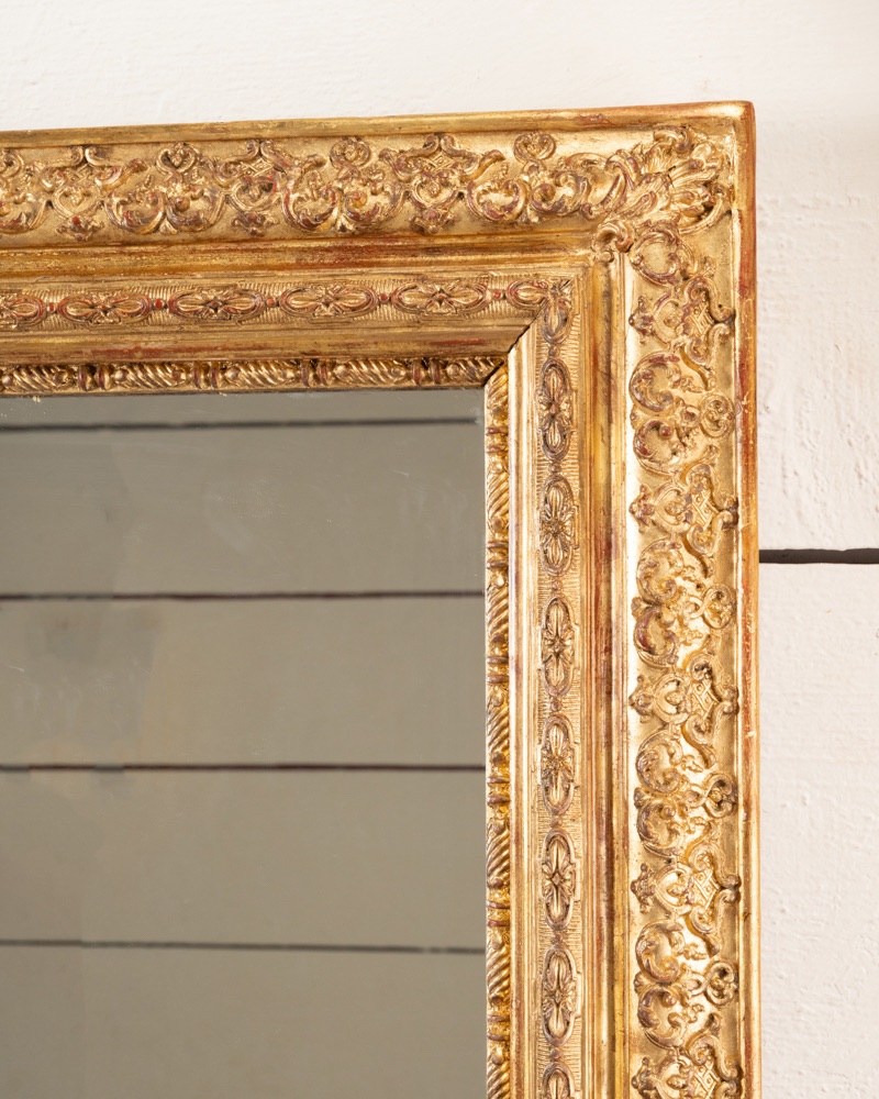 Très large miroir de cheminée en bois doré -photo-3