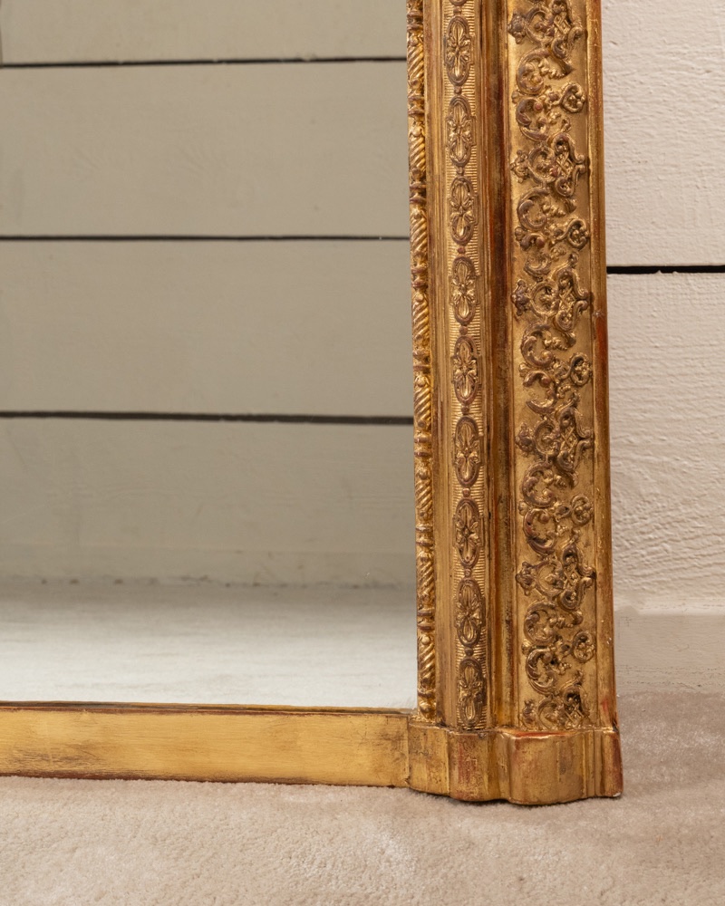 Très large miroir de cheminée en bois doré -photo-4