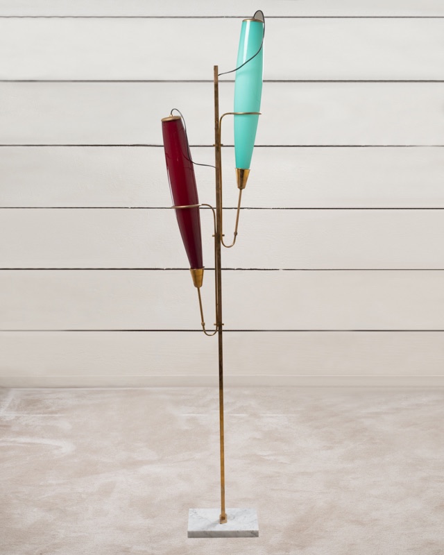 Large Blue And Red Italian Floor Lamp - 1970-photo-2