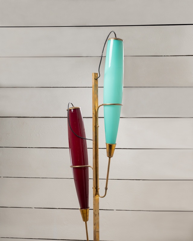 Large Blue And Red Italian Floor Lamp - 1970-photo-2