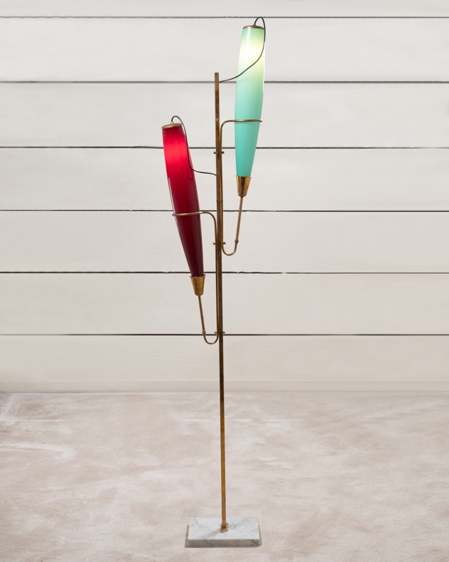 Large Blue And Red Italian Floor Lamp - 1970