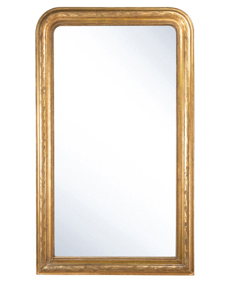 Louis Philippe Mirror, Gilded Wood, H. 160,  95 Inches W. 94 Cm 37 Inches