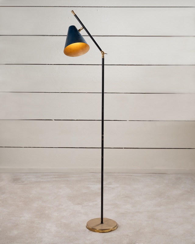 Lampadaire de Stilnovo en laiton doré, italien, années 70
