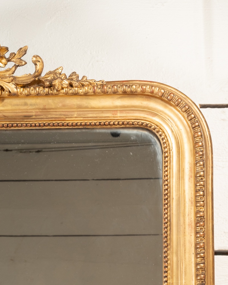 miroir de cheminée en bois doré et sculpté décor à godrons, Louis Philippe, H.162 L.115-photo-4