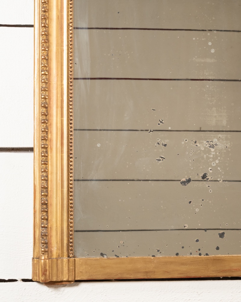 miroir de cheminée en bois doré et sculpté décor à godrons, Louis Philippe, H.162 L.115-photo-3