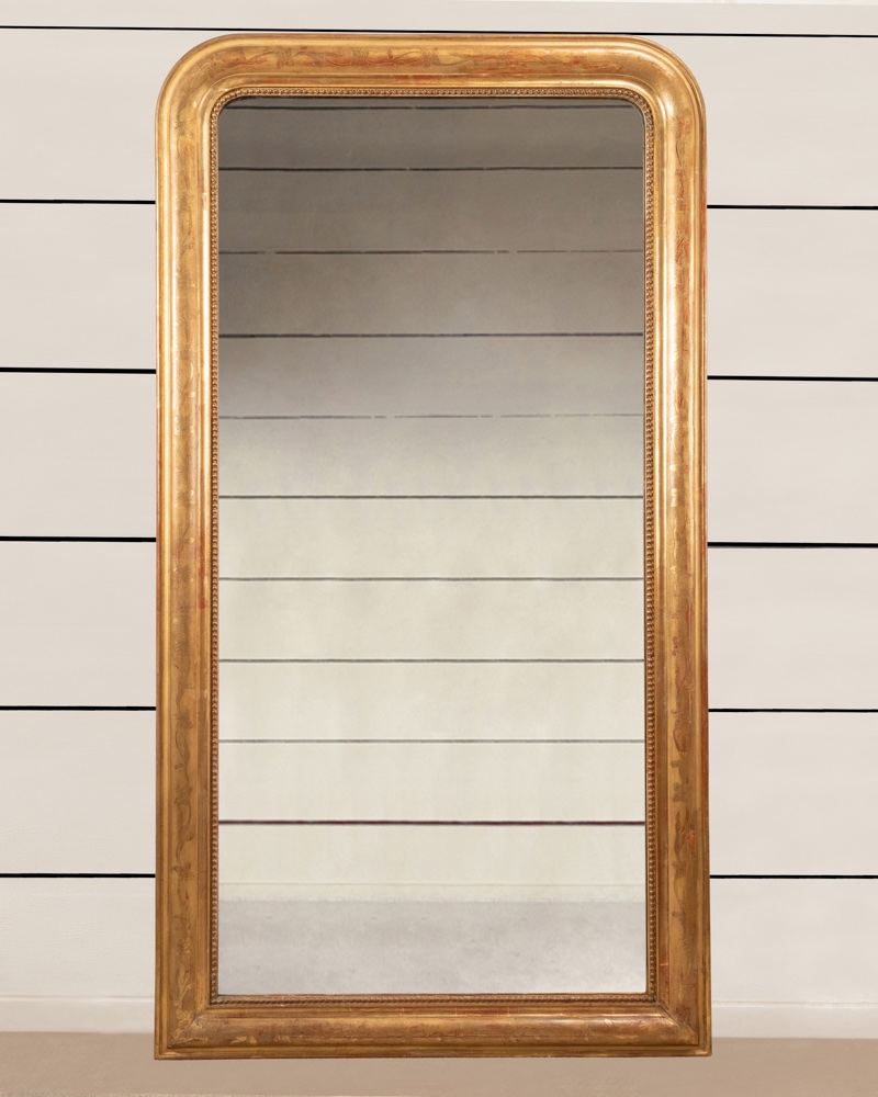 Miroir de cheminée Louis Philippe en bois doré et sculpté, H158 L.85-photo-2