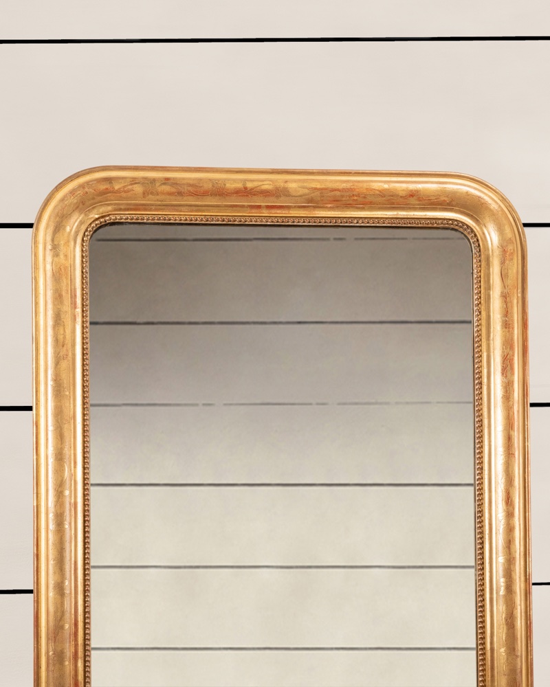Miroir de cheminée Louis Philippe en bois doré et sculpté, H158 L.85-photo-3