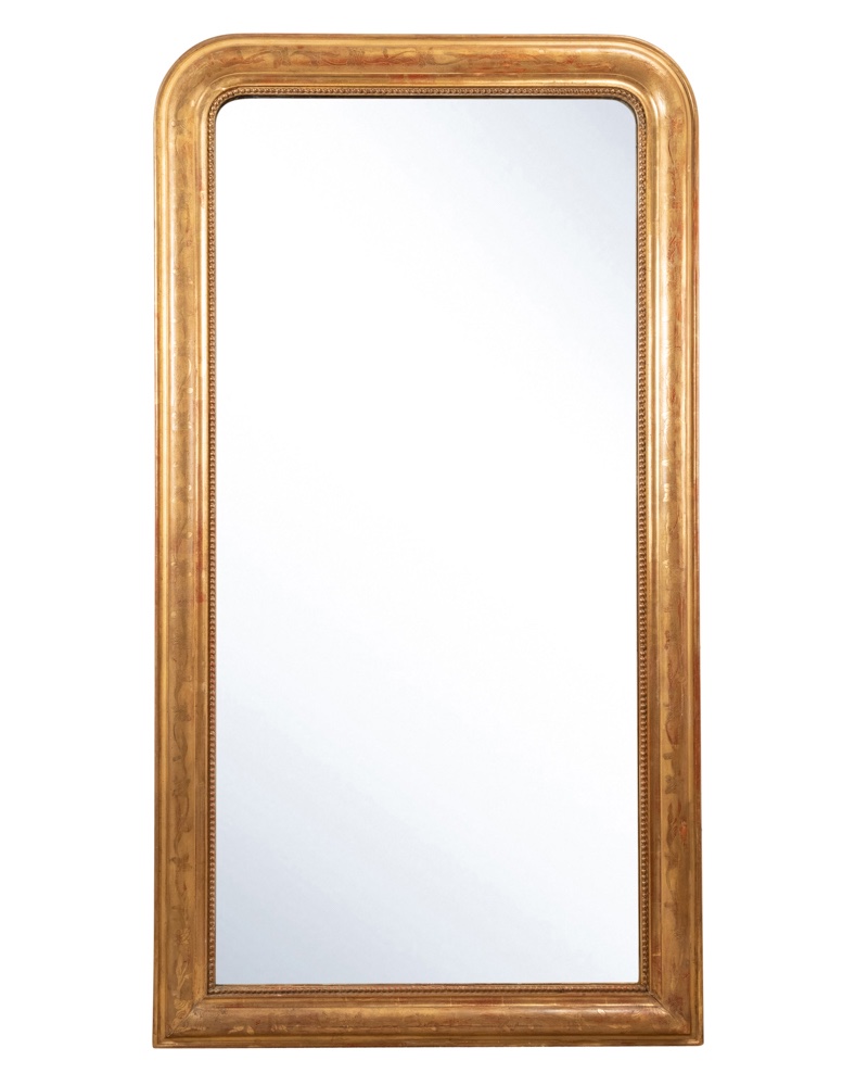 Miroir de cheminée Louis Philippe en bois doré et sculpté, H158 L.85