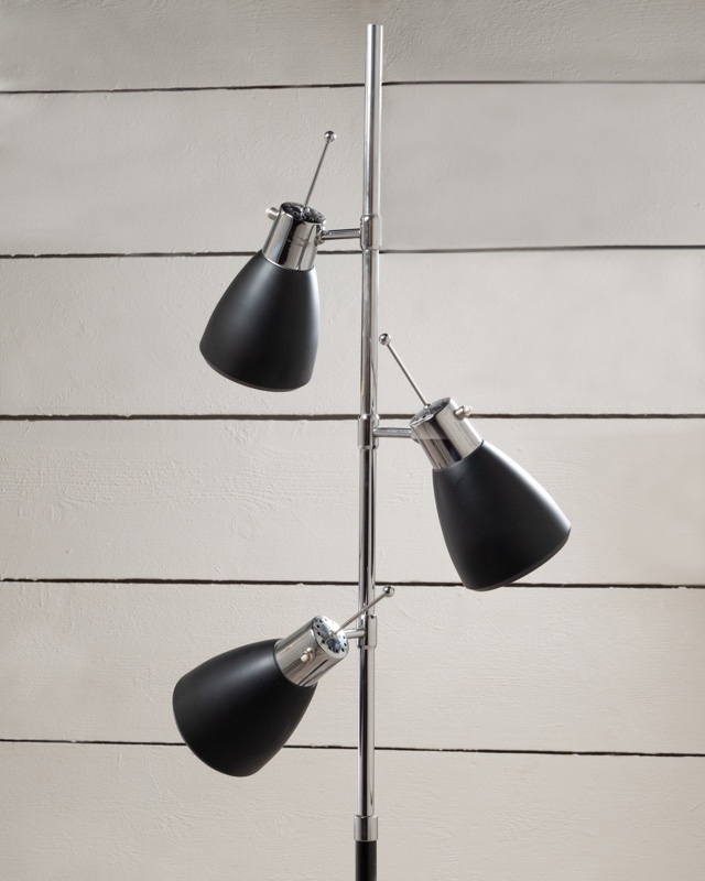 Lampadaire italien 1970, laiton argenté et acier laqué noir-photo-4