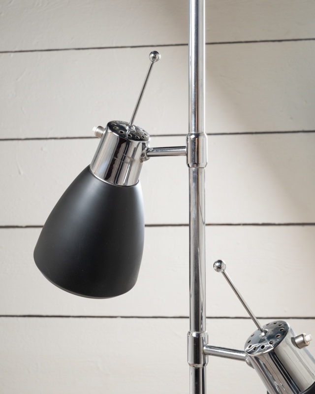 Lampadaire italien 1970, laiton argenté et acier laqué noir-photo-2