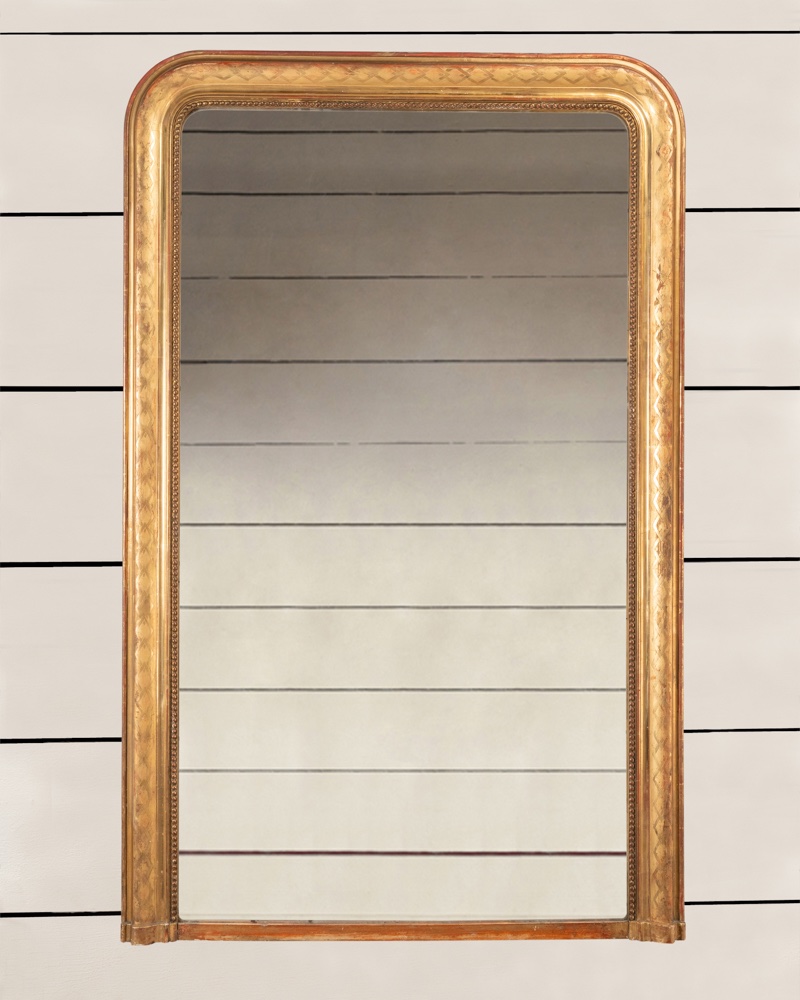 Louis Philippe-style Gilded Wooden Mirror, H. 153, W. 98-photo-2