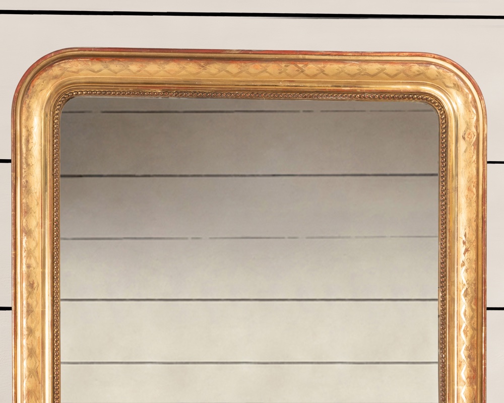 Louis Philippe-style Gilded Wooden Mirror, H. 153, W. 98-photo-3