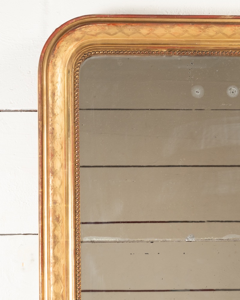Louis Philippe-style Gilded Wooden Mirror, H. 153, W. 98-photo-4