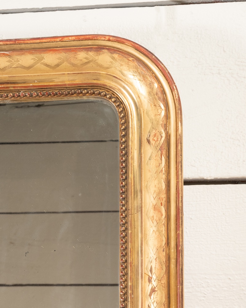 Louis Philippe-style Gilded Wooden Mirror, H. 153, W. 98-photo-1