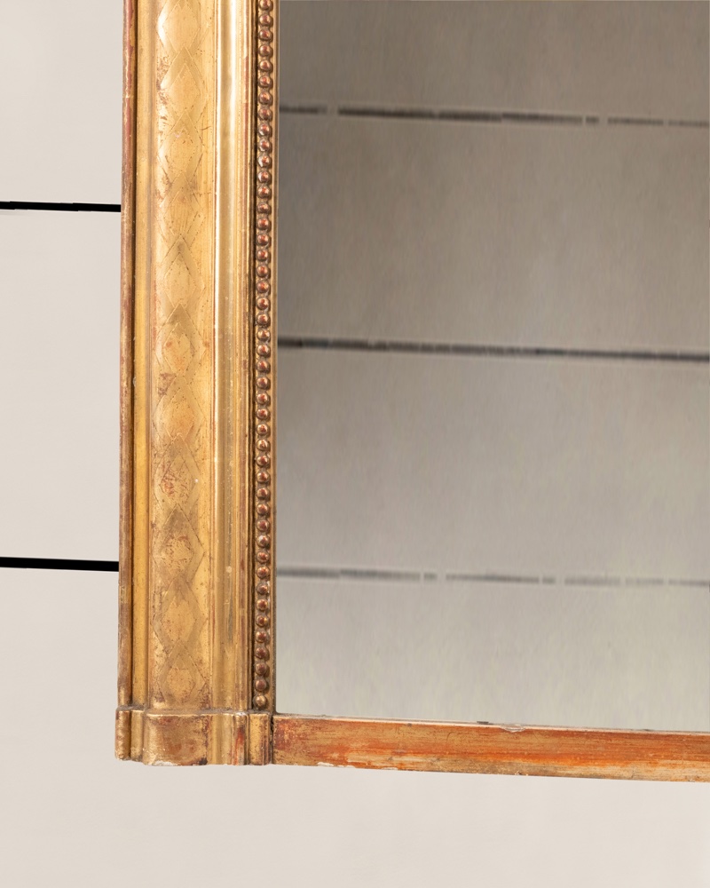 Louis Philippe-style Gilded Wooden Mirror, H. 153, W. 98-photo-2