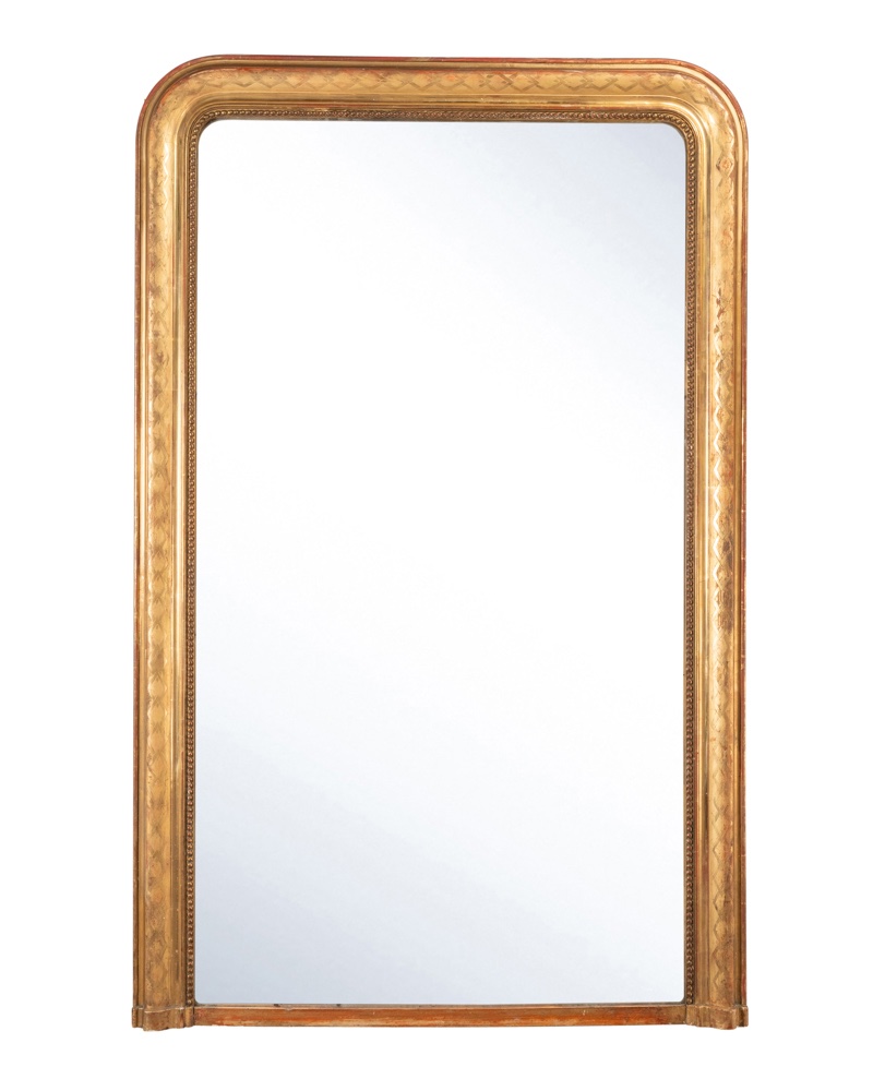 Louis Philippe-style Gilded Wooden Mirror, H. 153, W. 98