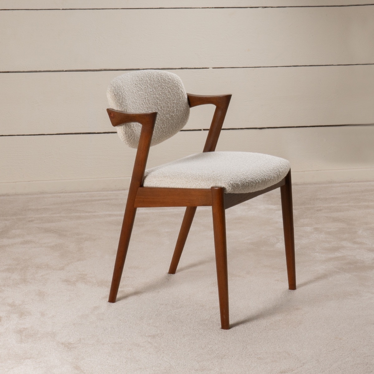 6 Scandinavian Teak Chairs In Walnut Finish - 1960-photo-3