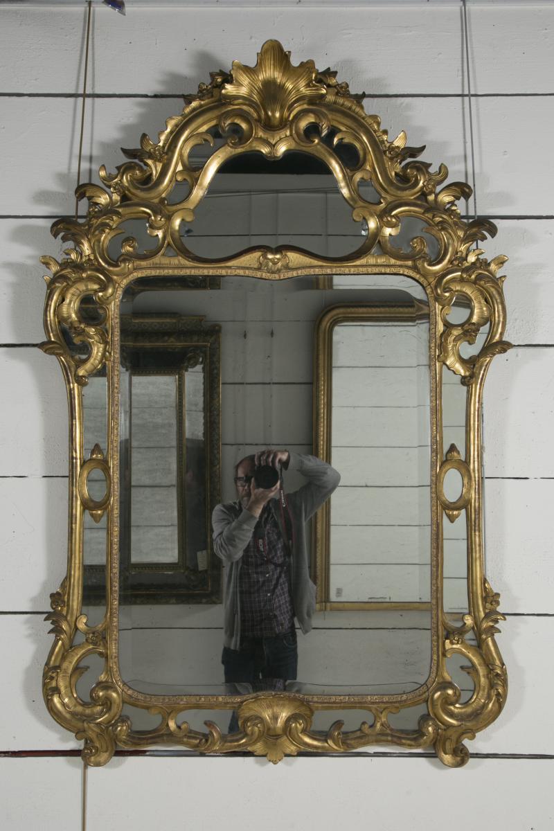 Grand Miroir Provençal Bois doré  H. 156 L. 104-photo-1