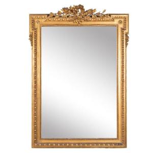 Grand miroir en bois doré - style Louis XVI H.150 cm L.107 cm