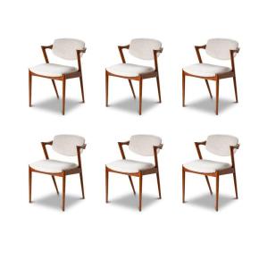 Beautiful Set Of 6 Scandinavian Oak Chairs - 1960s