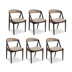 Set Of 6 Scandinavian Chairs In Dark Oak 1960