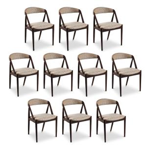 Set Of 10 Dark Teak Chairs By Kai Kristiansen