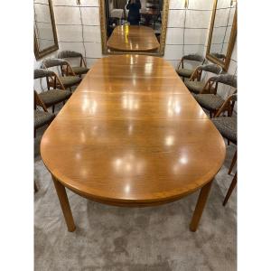 Très grande Table scandinave de 4 mètres en chêne clair 1960