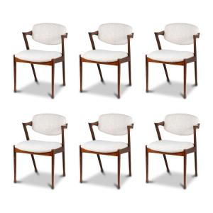 Ensemble de 6 Chaises Kai Kristiansen en palissandre 1960