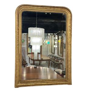 French Mirror In Giltwood With Floral Decorations, 19th Century, H. 140 Cm