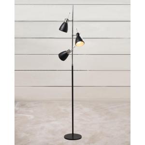 Italian Floor Lamp From The 1970s, Silver-plated Brass And Black-lacquered Steel