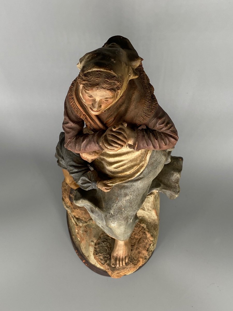 19th Century Terracotta Sculpture “the Tempest” Signed A.hanne-photo-5