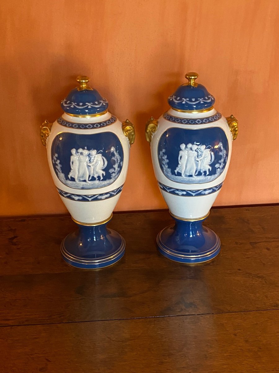 Pair Of Limoges Porcelain Vases Early 20th Signed Leroux-photo-2