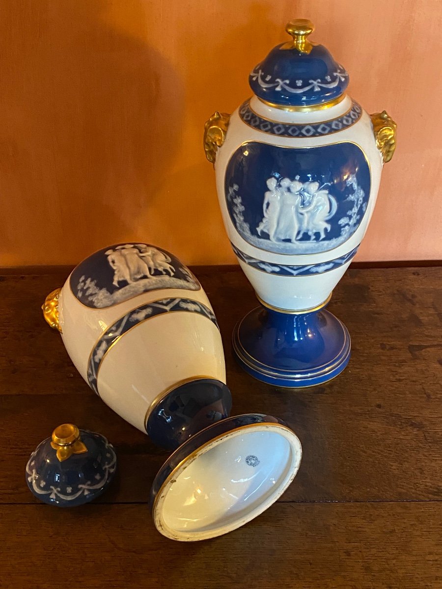 Pair Of Limoges Porcelain Vases Early 20th Signed Leroux-photo-3