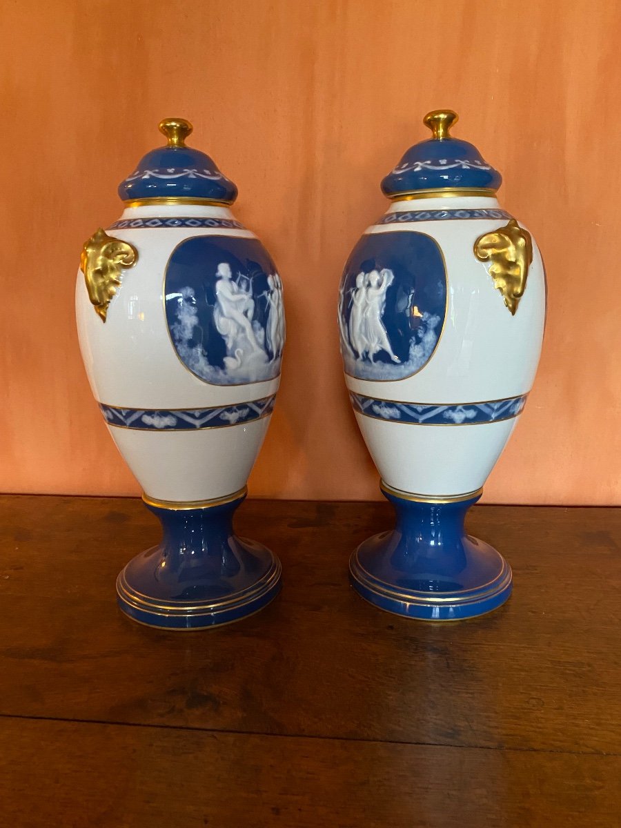 Pair Of Limoges Porcelain Vases Early 20th Signed Leroux-photo-4