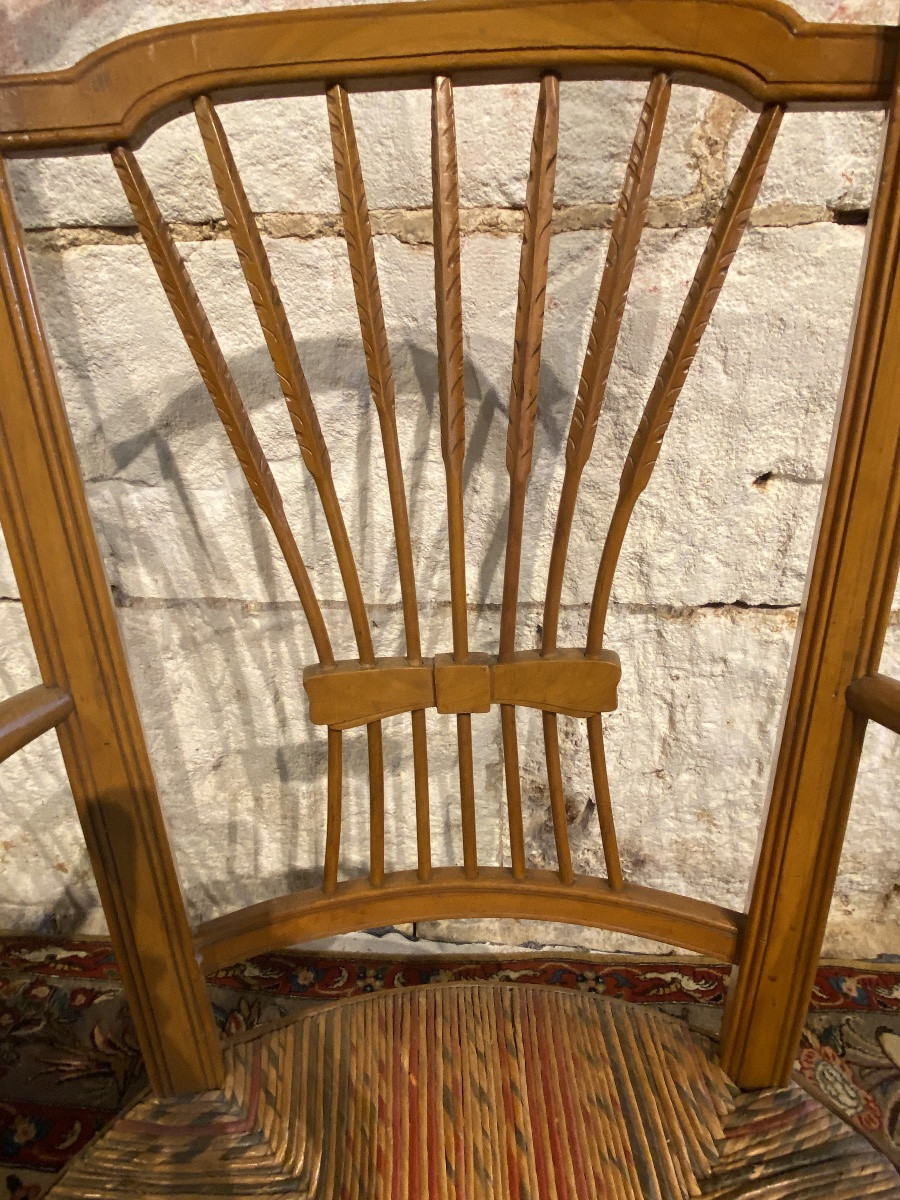 Pair Of Straw-seated Nursing Chairs -photo-3