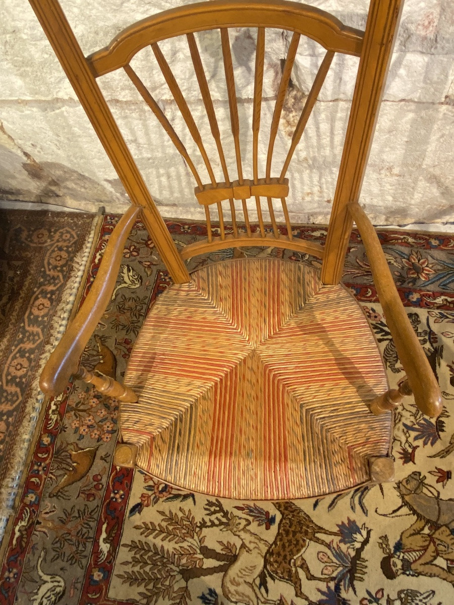 Pair Of Straw-seated Nursing Chairs -photo-4