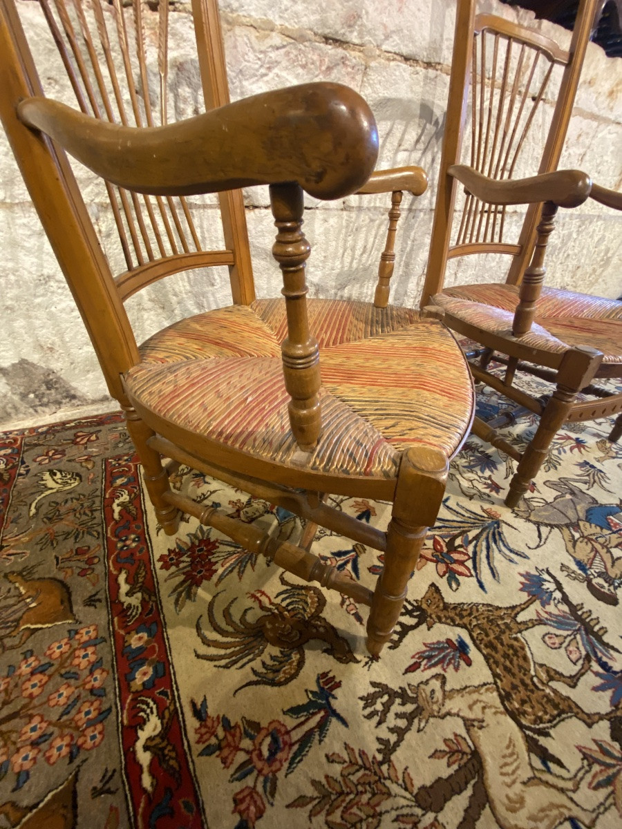 Pair Of Straw-seated Nursing Chairs -photo-1