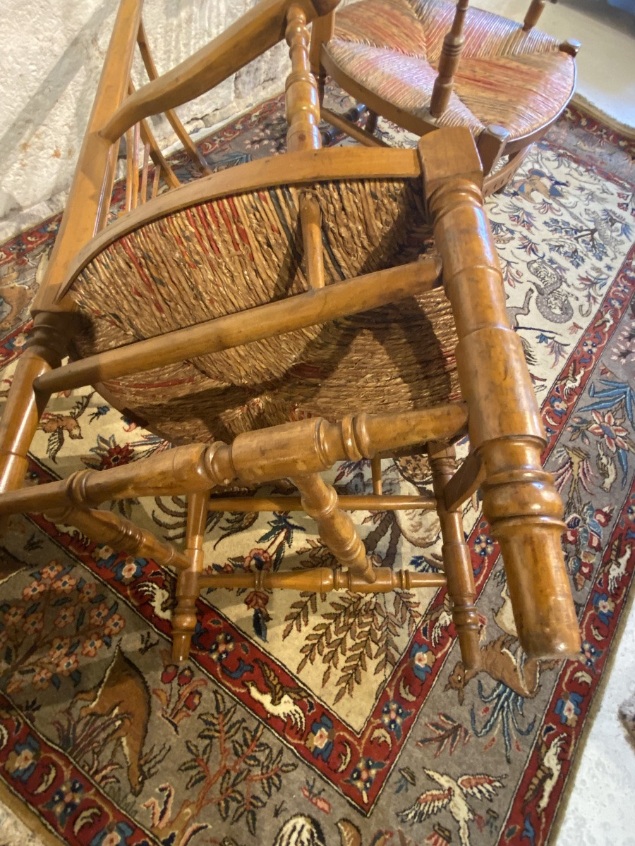 Pair Of Straw-seated Nursing Chairs -photo-5