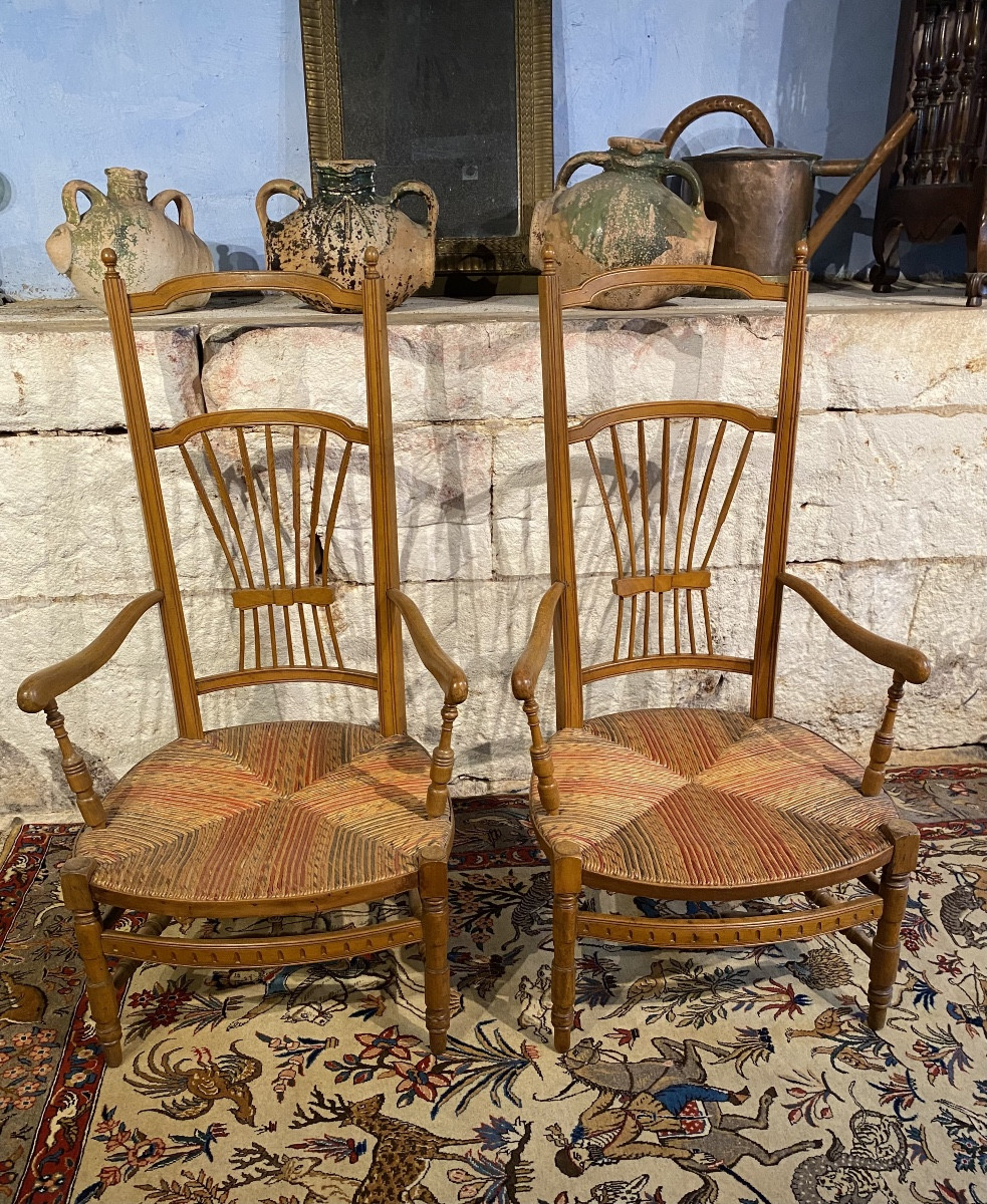 Pair Of Straw-seated Nursing Chairs 