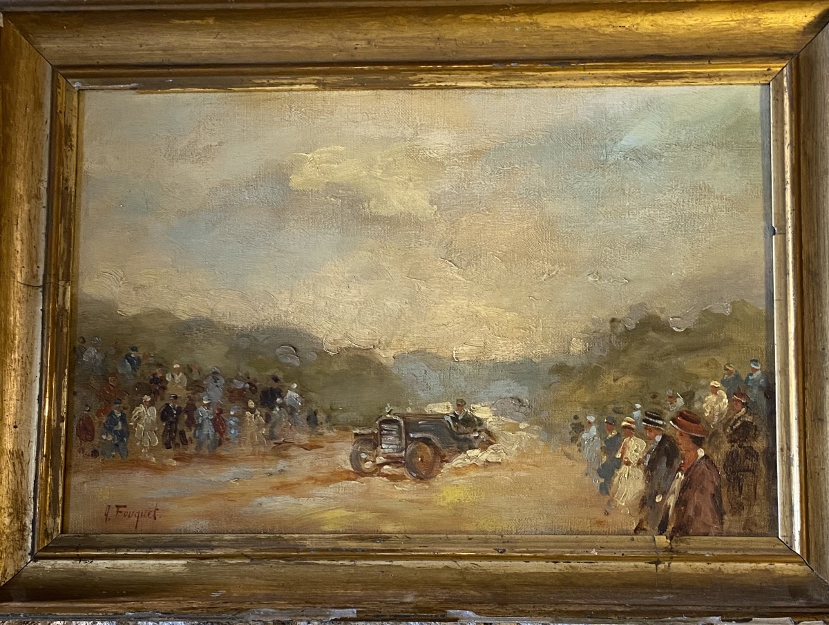 Course Automobile, Armand Fouquet , Huile Sur Toile -photo-2