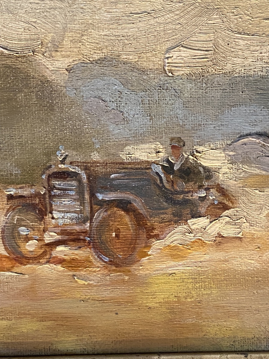 Course Automobile, Armand Fouquet , Huile Sur Toile -photo-4