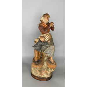 19th Century Terracotta Sculpture “the Tempest” Signed A.hanne